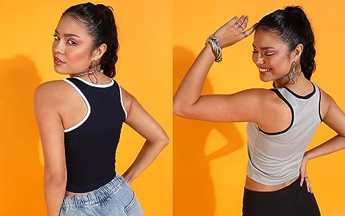 Image of POPWINGS Casual Solid Round-Neck Sleeveless Summer Wear Tank Tops Combo for Women