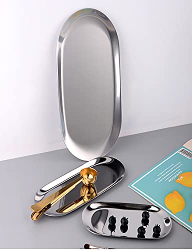 Yikangheng 111111 4 Pcs 7 Inch X 3.3 Inch Trinket Tray, Silver Stainless Steel thumb #8
