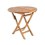 Edenjardi Mesa de Jardín Teca Redonda DE 80 cm | Madera Teca Grado A | Tamaño: 80x76 cm | Tratamiento al Agua aplicado | Portes Gratis