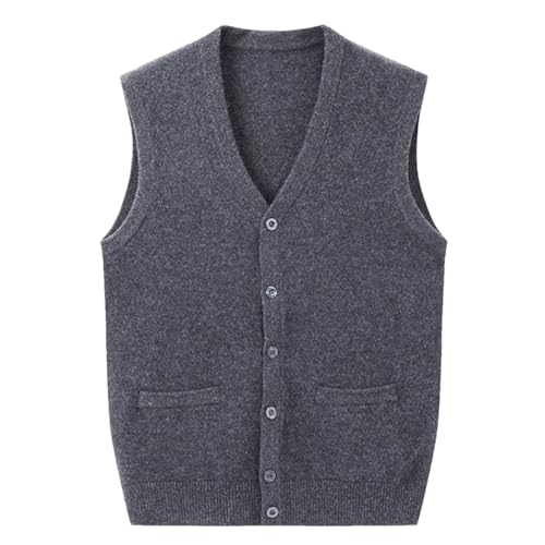 Men Fashion Knitted Vest Single Breasted Casual V-Neck Computer Cashmere Sweater Sleeveless Thick Waistcoat