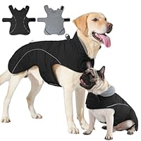 HEYWEAN Warme hondenjas, waterdichte winterjas, reflecterende fleece gevoerde hondenjas met D-ring, warme jassen en jacks voor honden met onderbuik, verstelbaar, voor kleine, middelgrote en grote