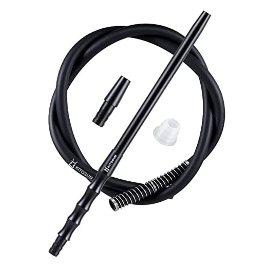 Manguera de Cachimba Shisha con Boquilla - Kitosun D-Hose Accesorios Shisha 33,5 cm mango de aluminio extraíble | Tubo de Silicona de 1,5 M | Adaptador y Junta | Resorte y Hookah Arandela (Negro)