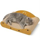 Gimars Griffoir pour Chat Compact 43 cm, Design Canapé Moderne en Carton Ondulé Renforcé avec Support Arrière en Bois   Idéal Petits Espaces & Appartements, Naturel