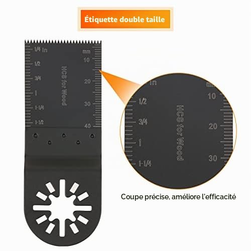 20 pcs 34mm Outil Multifonction Lames Lame Oscillante, lames skill multifonctions en Acier au Carbone, Marqueurs de profondeur intégrés, DIY pour Scier Couper Racler Façonner Polir