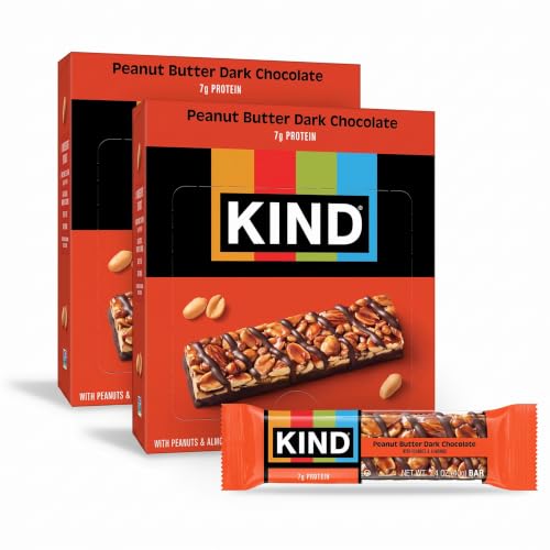 KIND Nut Bars, Peanut Butter Dark Chocolate, Healthy Snacks, Gluten Free, 8g Protein, 24 Count (Pack of 2)
