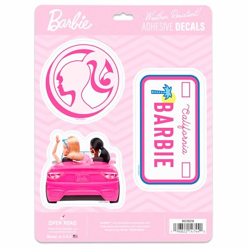 Mattel Barbie Car Adhesive Vinyl Decals - Fun Barbie Sticker Set For Car, Water Bottle Or Laptop, 1 Pack (3 Count)