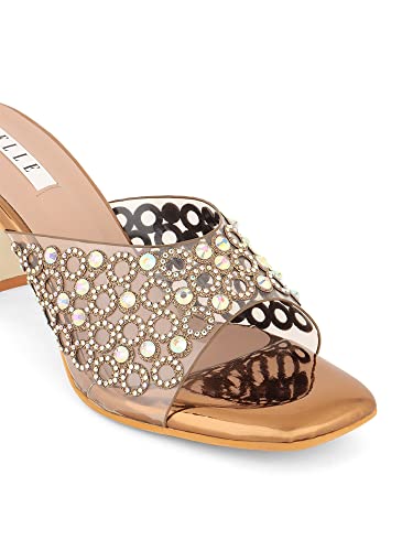 Image of ELLE Women's Embellished Block Heel Slip-On Sandals