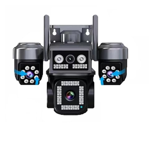 KKENZA Cámara IP WiFi de 12 MP for Exteriores, inalámbrica, con Doble Lente y Pantalla Dual, Seguimiento automático, protección de Seguridad, vigilancia CCTV V380Pro(AU Plug,9MP NO Card)