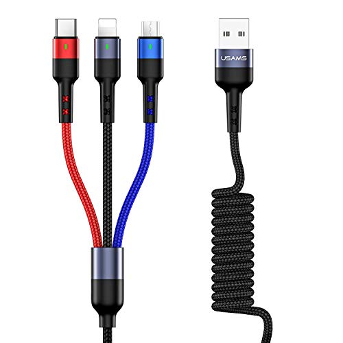 USAMS - Câble de Charge Micro USB et Micro USB 3 en 1-1,2 m - en Nylon tressé - 3 A