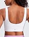 CRZ YOGA Butterluxe Womens U Back Sports Bra - Scoop Neck Padded Low Impact Yoga Clothes Workout Crop Top with Built in Pads White Medium