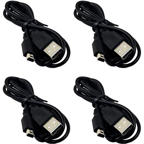 Image of 4pcs 3DS USB Charger Cable Power Charging Lead Compatible with Nintendo New 3DS, New 3DS XL, 3DS XL, 3DS, New 2DS, New 2DS XL, 2DS XL, 2DS, DSi, DSi XL (Black,1.2M /3.9FT)