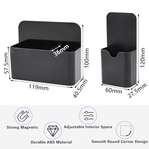 2Pack Magnetic Pen Holder - Pencil & Dry Erase Marker Organizer With Adjustable Compartments for Refrigerator Whiteboard Locker