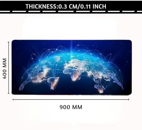 Image of Saco XXL Gaming Mouse Pad for PC - Large Desk Mat 900x400x3mm, Extended Non-Slip Rubber Base, Waterproof Surface, Earth Design, Big Keyboard Mouse Pad for Office & Home Setup