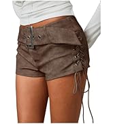 Floerns Women's Lace Up Side Low Waist Mini Shorts Buckled Belt Western Y2k Shorts