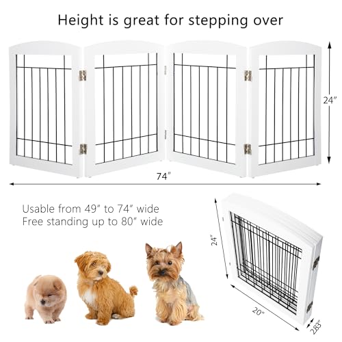 PAWLAND-Dog-Gate-for-The-Doorways-House-Stairs-Foldable-Freestanding-Indoor-Pet-Gate-for-Dogs-Wooden-Puppy-Safety-Fence-80-Wide-24-Height-4-Panels-White PAWLAND Dog Gate for The Doorways House Stairs Foldable Freestanding Indoor Pet Gate for Dogs Wooden Puppy Safety Fence 80 Wide 24 Height 4 Panels White