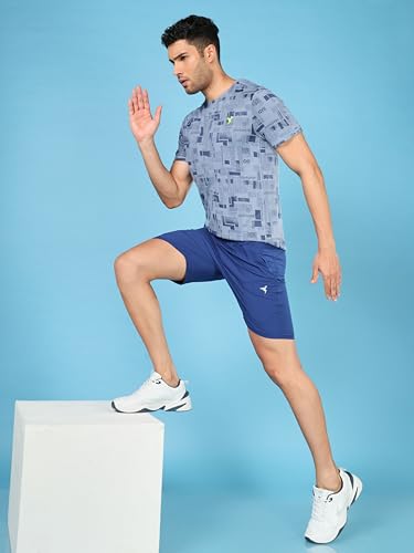 Image of TECHNOSPORT Men's Solid Woven Slim Fit Shorts for Running, Sports & Gym Workout with 2 Way Stretch