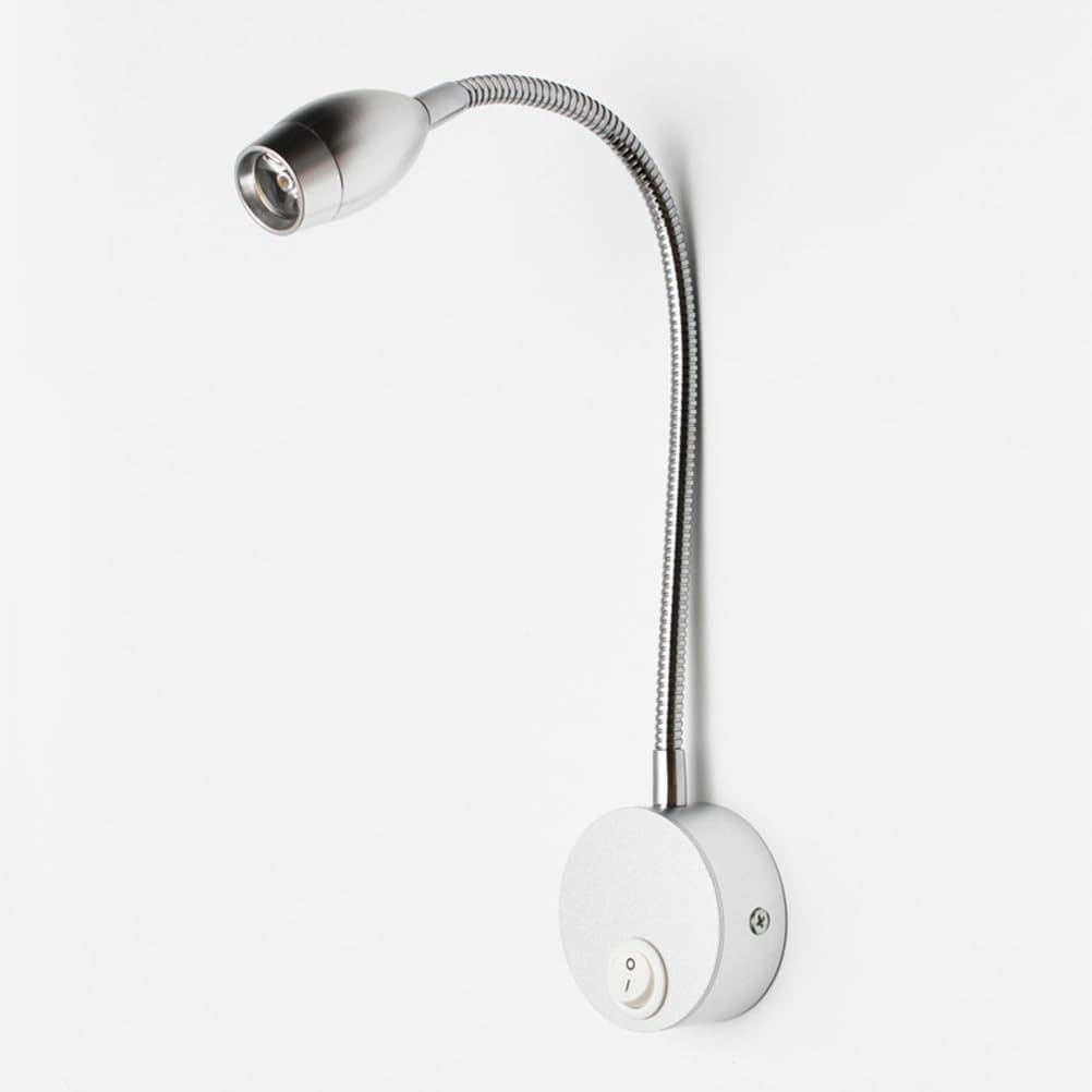 HOMSFOU Lampe De Chevet Led Flexible Col De Cygne 15.55In Applique Murale En Aluminium Argenté LumièRe Blanche Pour Lecture Confortable Et Veilleuse Chambre Moderne