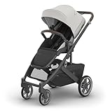 UPPAbaby Cruz V3 Stroller - from Birth + Car Seat Compatible - Full-Size, Reversible Seat - Infant Insert, Bug and Rain Shields Included - Savannah (Pearl Gray Jacquard/Carbon Frame/Chestnut Leather)