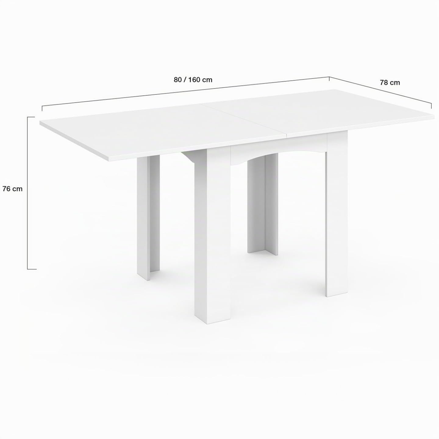 IDMarket - Ausziehbarer Esstisch Rechteck DONA 4-8 Personen weiß 80-160 cm