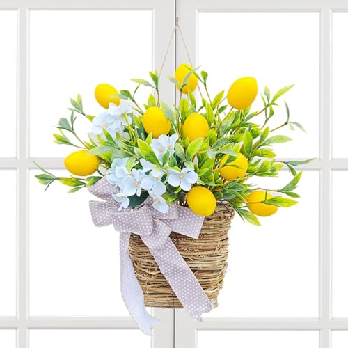 Couronne de panier de fleurs suspendue et composition florale mariage rustique - 7