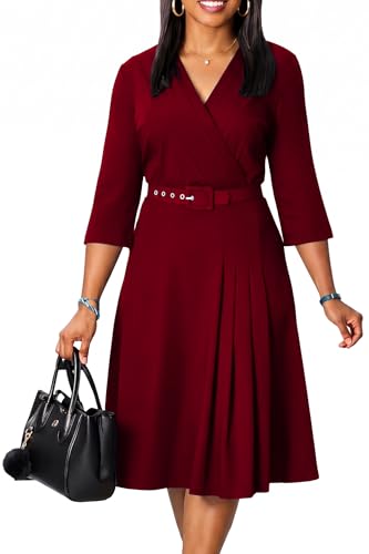 Image of ZVO Business Work Dress for Women Elegan Church V-Neck A Line Midi Dresses