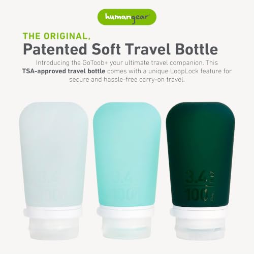 Image of humangear GoToob+ 3-Pack, Large (3.4 fl oz), Spring Green /Mint /Forest