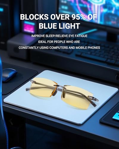 Image of TERAISE Rimless Reading Glasses Comfortable Lightweight Frameless Reader Men Women Blue Light Blocking Computer Eyeglasses