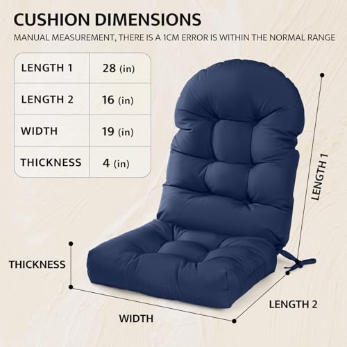 Image of mudilun Adirondack Chair Cushion Waterproof 44x19x4in Rocking Chair Pads | Water-Resistant and UV-resistant,High-resilience foam fill,4 inch thick,ties & Anti-slip bottom,for outdoor /patio /porch /garden