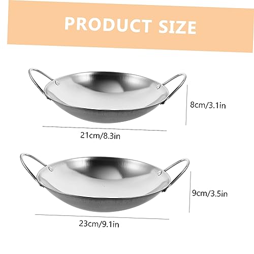 Wok de acero inoxidable con doble asa, set 2 piezas miniatura 2