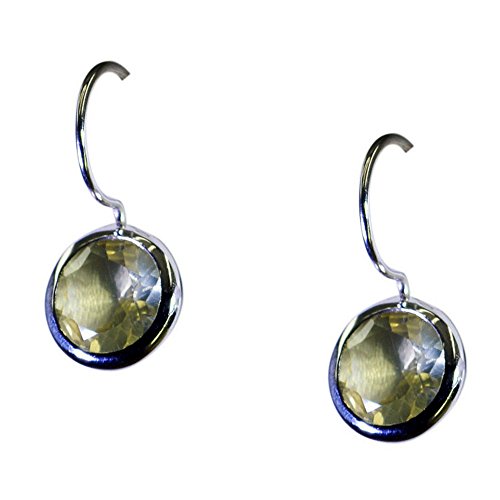Boucle d'oreille quartz citron argent 925 ronde pendantes femmes