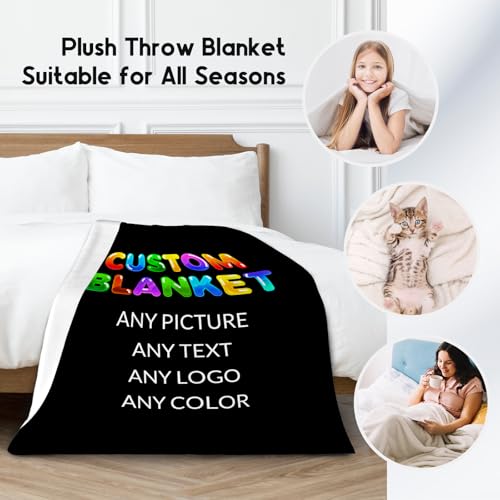Personalized Blanket with Photo - Custom Gift for Kids - Picture Blanket with Name, Soft Flannel Throw for Couch, Bed