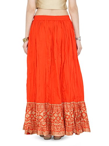 Image of Varanga Women's Cotton Knee-Length Frills Skirt