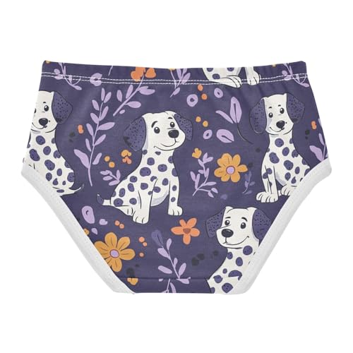 Wusikd Cute Dalmatian Dog Girls' Underwear Cotton Flowers Girls Briefs Soft Toddler Underwear 2T2