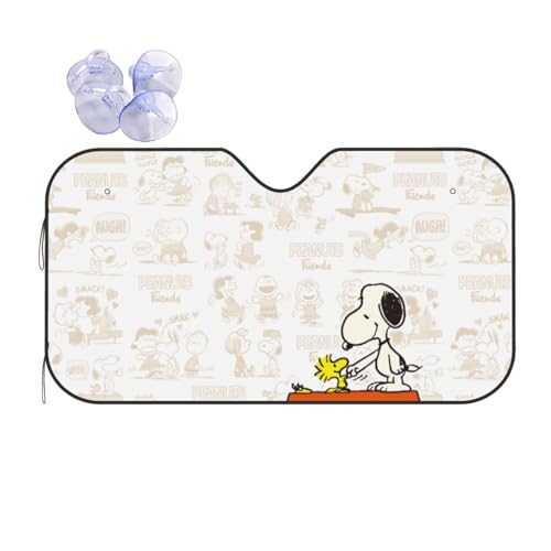 スヌーピー アニメカーサンシェードフロントカバー 断熱遮光 Uv カット折りたたみ 遮熱紫外線対策日焼け防止 対応s