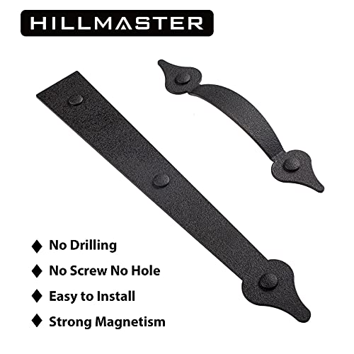 Hillmaster Decorative Magnetic Garage Door Hinges Hardware, 12 Pieces Garage Door Accents Attractive Curb Appeal Faux Gate Hinges Handles Decor Hardware Kit, Black #TOP1