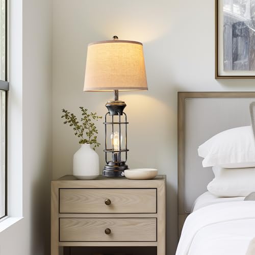 Reaketon 28" Table Lamp for Living Room with USB Charging Ports, Tall Table Lamp Set of 2,3-Way Dimmable Lamps for Bedroom, Bedside Lamp for End Tables, Industrial Nighstand Lamps,Bulbs Included - Image 3