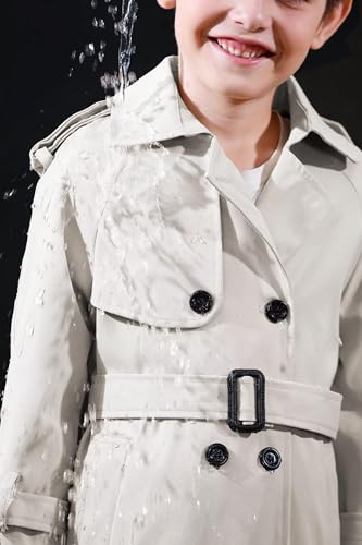 Image of Betusline Boys Waterproof Trench Coat Double Breasted Classic Belted Outwear Jacket Dress Coats