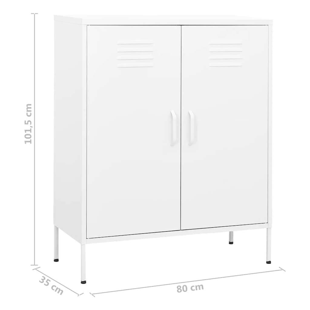 Generisch Hoher, weißer Stahlschrank (80 x 35 x 101,5 cm), Tragkraft 90 kg, verstellbare Einlegeböden, Nivellierfüße und Wandhalterung, schlankes Design für Wohnzimmer, Küche und Schlafzimmer