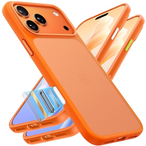 TORRAS Shockproof for iPhone 17 Pro Max Case with Camera Control Button, [12FT Military Grade Drop Protection] Enhanced Grip & Soft Touch Translucent 17 Pro Max Case with DIY Buttons, Zest Orange