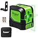 Huepar Niveau laser auto-nivelant, ligne transversale classique d'intérieur - Lignes vertes - Visibilité de 30,5 m - Niveau de ligne horizontale et verticale - Base pivotante magnétique à 360° - 9011G