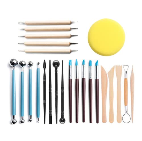 Polymer Ton Werkzeuge, 24-teiligesModellierwerkzeug Set Keramik Tool Keramik Werkzeug für Keramik-Skulptur, Felsmalerei, Kunstschnitzerei, Prägung und Nagelkunst Cover