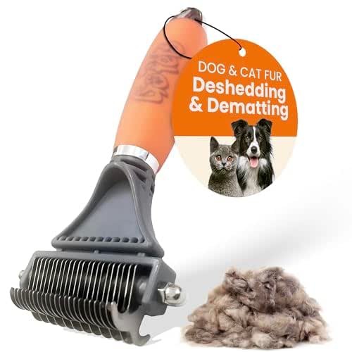 GoPets 2-Sided Dematting & Deshedding Comb for Dogs & Cats,