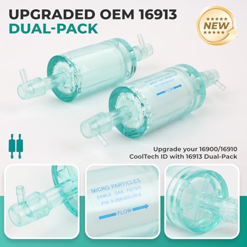Image of Upgraded OEM 2 Units Pack 16913 16900 /16910 CoolTech Systems - R1234YF Refrigerant Compatible Oil Mist /Particulate Retention Module with Red Change Indicator