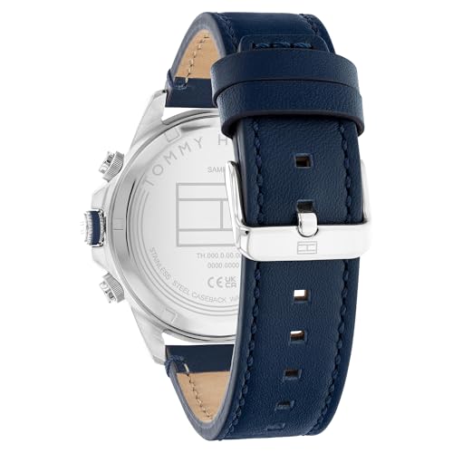 Image of Tommy Hilfiger Analog Navy Dial Leather Strap Watch for Men