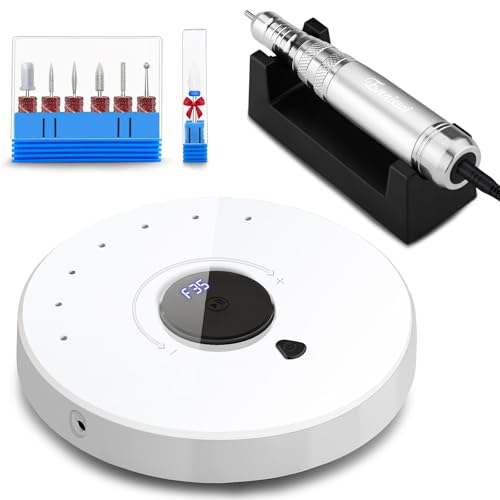 Enniewi Torno para Uñas Profesional, Lima de Uñas Profesionales, Torno Uñas, Kit 7 Fresas Brocas,Pulidor Uñas, Lima Electrica, Nail Drill, Set Manicura y Pedicura Electrico, blanco