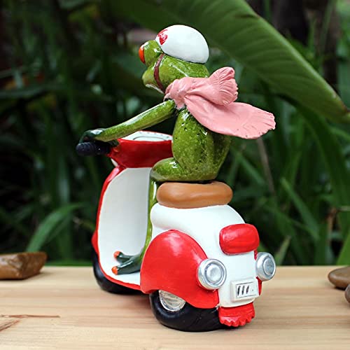Sculpture Kreatywne dekoracje zielone żaby rzeźba jazda na motocyklu Śmieszne ciekawe posągi do wystroju pulpitu Statue