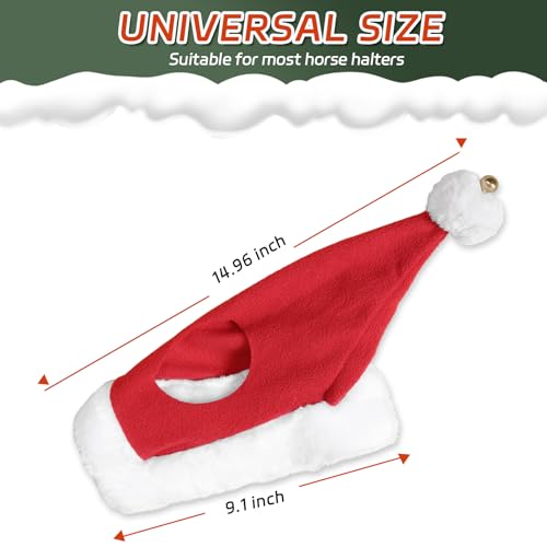 Image of Santa Hat for Horse Equestrian Christmas Holiday Fleece Cap with Jingle Bell,Pet Costumes Christmas One Ear Slip On