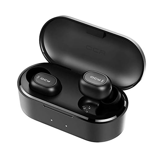 Auriculares Bluetooth con Micrófonos, HOMSCAM True Wireless Earbuds Impermeable Auriculares Inalámbricos Bluetooth 5.0 QCY HiFi Mini Twins Estéreo In-Ear Bluetooth con Caja de Carga Portátil