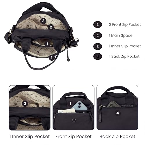 Image of TS WITH TECHSUN Small Women Crossbody Sling Bag Handbag for Travel Office Use, Water Resistant Nylon Shoulder Purse, Adjustable Strap Multipocket Organizer (25(L) X 19(H) X 9(W) CM)