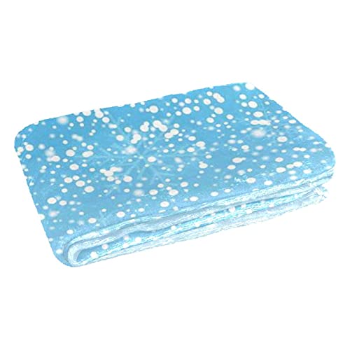 Couverture douce motifs flocons bleus plaid lit et canapé compact - 3
